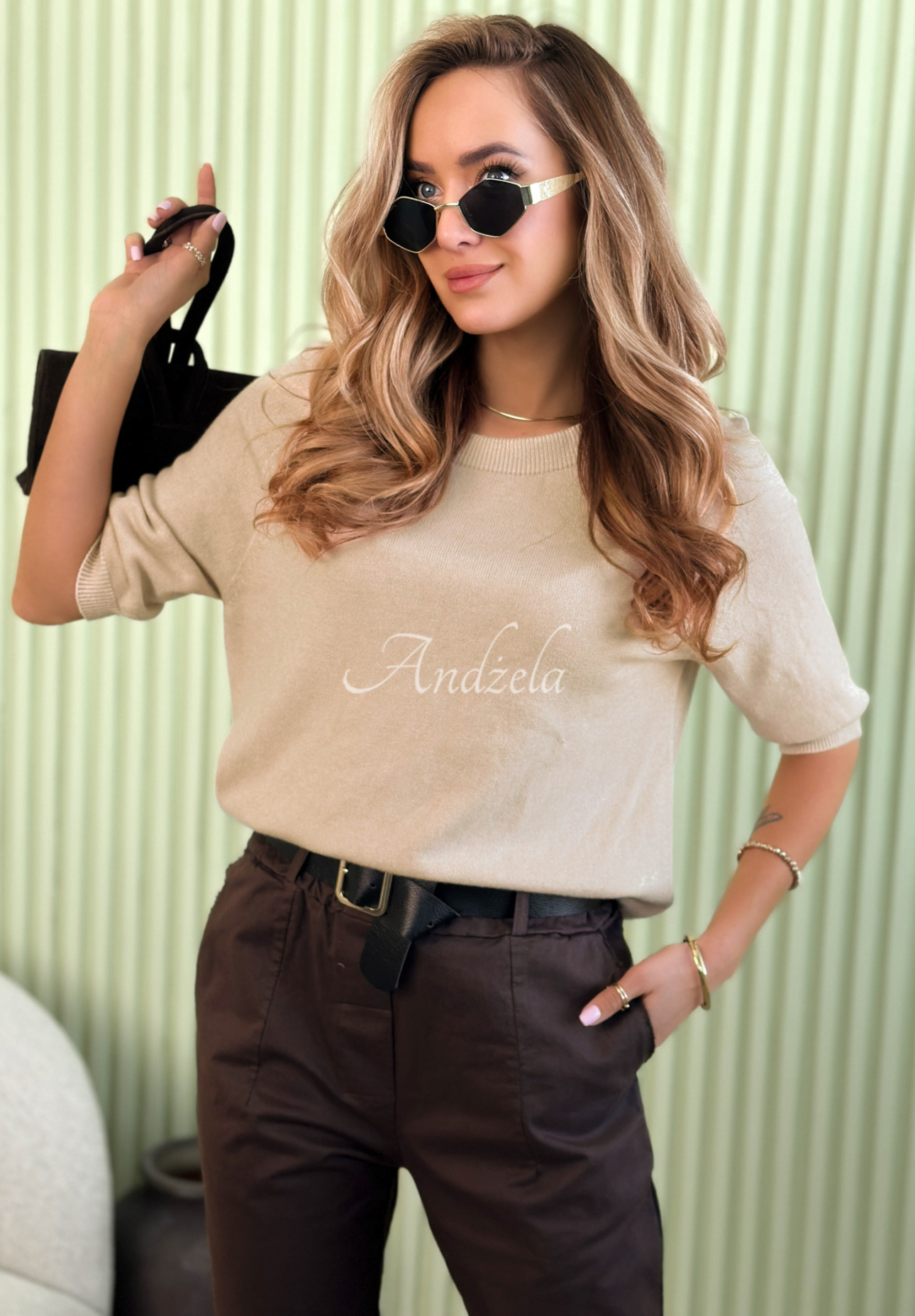 Pulover ușor din viscoză cu mânecă scurtă Better With You