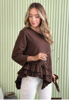 Asymetryczna Bluză longsleeve z falbankami Ruffle Lady ecru