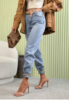 Pantaloni din denim mom fit Here Again albastre