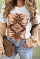 Tricou z nadrukiem Aztec Alb