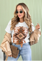 Tricou z nadrukiem Aztec Alb