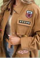 Bawełniana Geacă parka z naszywkami Palloma camel