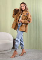 Bawełniana Geacă parka z naszywkami Palloma camel