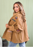 Bawełniana Geacă parka z naszywkami Palloma camel