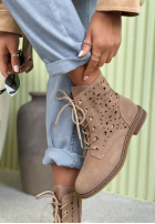 Ażurowe Botine z zamszu Martina mokka