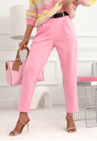 din material textil spodnie Pantaloni de tip țigaretă masełko Charm City roz pudră