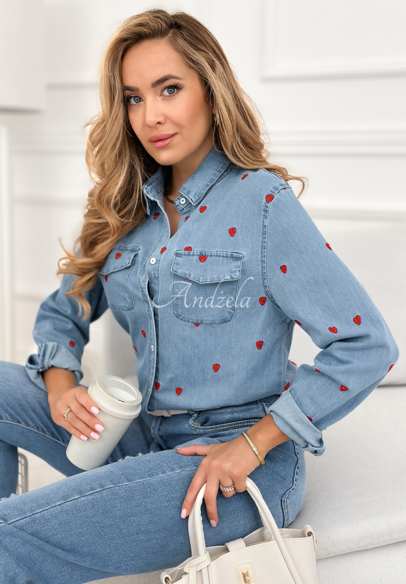 Cămașă din bumbac cu inimioare Hold My Heart