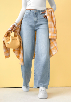 Pantaloni din denim mom fit Anytime Now albastre