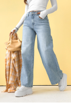 Pantaloni din denim mom fit Anytime Now albastre