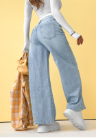 Pantaloni din denim mom fit Anytime Now albastre