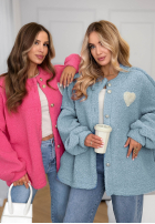 Scurtă Geacă sherpa kożuszek April Feels albastru azuriu