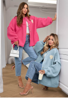 Scurtă Geacă sherpa kożuszek April Feels albastru azuriu