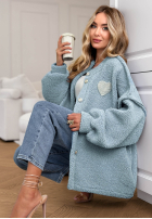 Scurtă Geacă sherpa kożuszek April Feels albastru azuriu