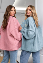 Scurtă Geacă sherpa kożuszek April Feels albastru azuriu