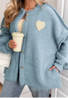 Scurtă Geacă sherpa kożuszek April Feels albastru azuriu