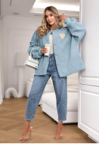 Scurtă Geacă sherpa kożuszek April Feels albastru azuriu