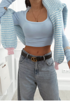 Scurtă prążkowana Bluză z kwadratowym dekoltem Wasn’t Ready galben