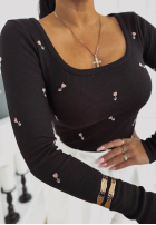 Prążkowana Bluză w kwiaty Rosalie bej