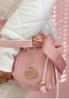 Zamszowa Geantă z ozdobnymi przeszyciami Everyday Smile albastru azuriu