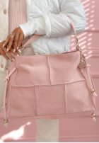 Zamszowa Geantă z ozdobnymi przeszyciami Everyday Smile albastru azuriu