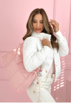 Zamszowa Geantă z ozdobnymi przeszyciami Everyday Smile albastru azuriu