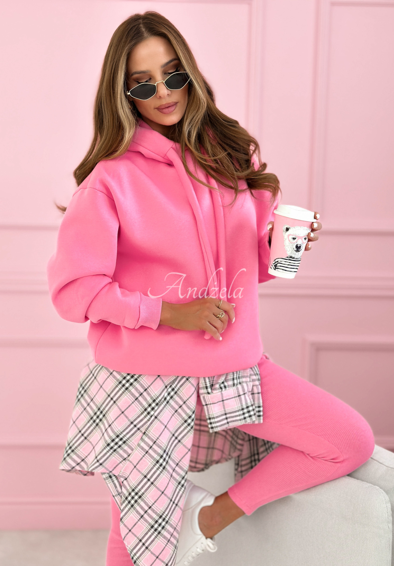 Set de trening din bumbac, hanorac cu glugă și colanți Hot Duo