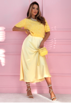 Satynowa Fustă maxi Sabina roz pudră