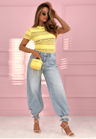 Koronkowa Bluză z krótkimi rękawami Secret Reverie albastru azuriu