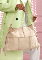 Zamszowa Geantă z ozdobnymi przeszyciami Everyday Smile albastru azuriu