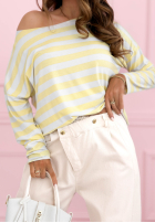 Tricou w paski Only Stripes biało-galbene