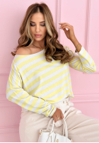 Tricou w paski Only Stripes biało-galbene