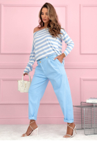 Marchewkowe Pantaloni Spring Will Come albastru azuriu