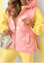 Pikowana Vestă z kapturem Spring Touch albă