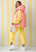 Pikowana Vestă z kapturem Spring Touch albă