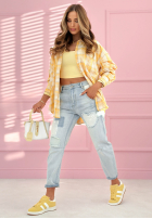 Pantaloni din denim skinny z naszywkami Like A Cutie albastru deschis