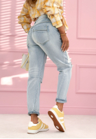 Pantaloni din denim skinny z naszywkami Like A Cutie albastru deschis