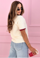 Pulover z naszywką na krótki mânecă Juicy Watermelon ecru