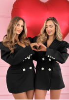 Elegancka Sacou z bufiastymi rękawami Avenelle negru