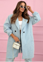 Długi Palton  kożuszek z kołnierzem Create The Impossible roz pudră