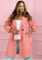 Długi Palton  kożuszek z kołnierzem Create The Impossible roz pudră