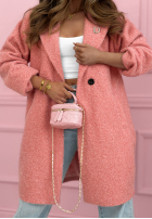 Długi Palton  kożuszek z kołnierzem Create The Impossible roz pudră