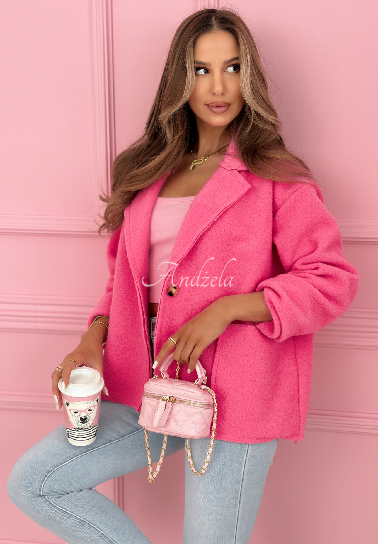 Pardesiu scurt din viscoză cu buzunare Yumi