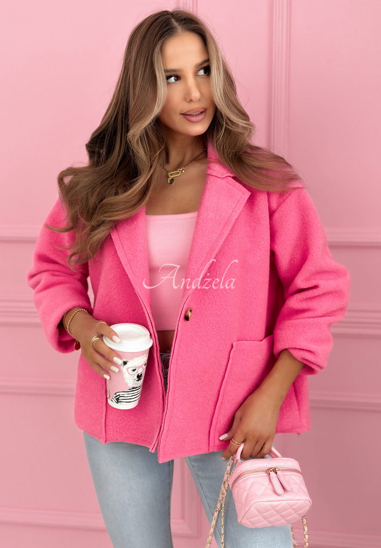 Pardesiu scurt din viscoză cu buzunare Yumi