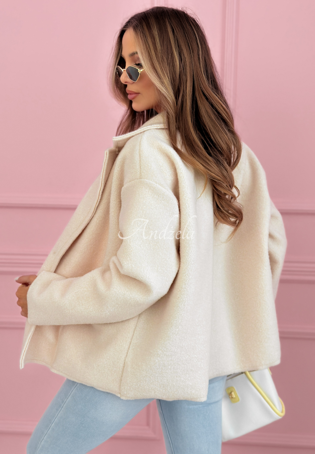 Pardesiu scurt din viscoză cu buzunare Yumi