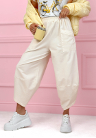 din material textil Pantaloni z kieszeniami i ściągaczami Only Sunny Days galbenă