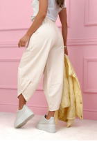 din material textil Pantaloni z kieszeniami i ściągaczami Only Sunny Days galbenă