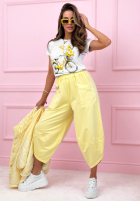 din material textil Pantaloni z kieszeniami i ściągaczami Only Sunny Days galbenă