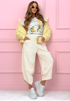 Tricou z nadrukiem Butterflies Dreams biało-galbene