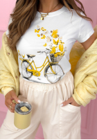 Tricou z nadrukiem Butterflies Dreams biało-galbene