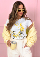 Tricou z nadrukiem Butterflies Dreams biało-galbene